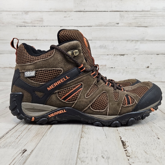 Merrell Men’s Deverta Mid Hiking Boots Shoes Brown Waterproof - Picture 1 of 9